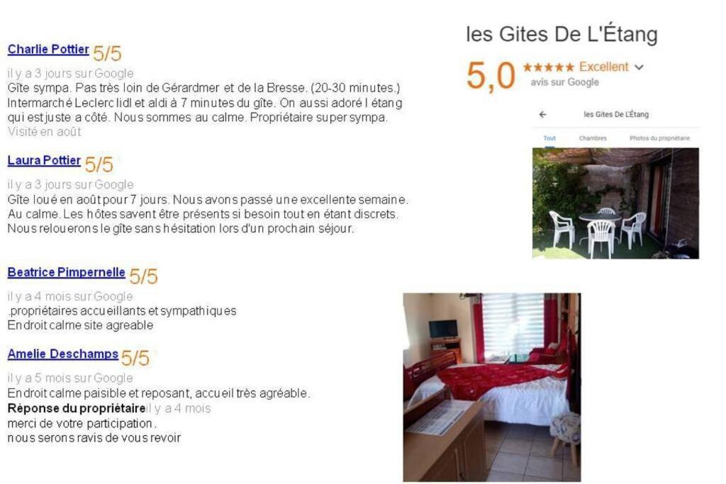 Les Gites De L Etang :Studio A 20 Mn De Gerardmer La Chapelle  Exterior photo